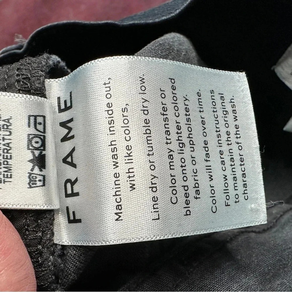 FRAME Lehigh Skinny Byxbee Stretch Jeans size 28 Fringed hems Dark Wash Clqssic - Picture 9 of 12